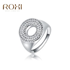 Wanita Mewah Barat Perak Jual Tren Lingkaran Platinum Cincin Retro Perhiasan Sederhana Zirkon Cincin Asli Ornamen Modis Pernikahan Klasik Pertunangan cincin Kado Kualitas Terbaik Perhiasan-Internasional