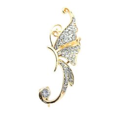 Kepribadian Wanita Butterfly Rhinestone Metallic Ear Clip Golden & PUTIH