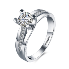 Wanita Platinum Zircon Cincin Kawin Putih