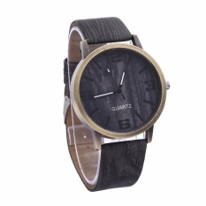 Wanita Jam QUARTZ Kayu Kulit Band Female Arloji-Intl