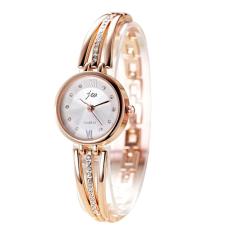 Wanita Rhinestone Stainless Steel Dress QUARTZ Watch (Emas)-Intl