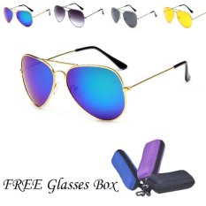 Wanita Round Bentuk Retro Couple Lover Kacamata Anti-UV Outdoor Eyewear Besar dengan Kotak Kacamata-Intl