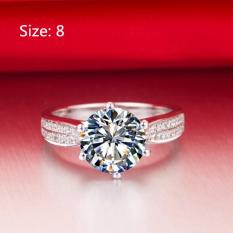 Women Mengkilap Zircon Jari Cincin Pernikahan Cincin Pertunangan Hadiah-Intl