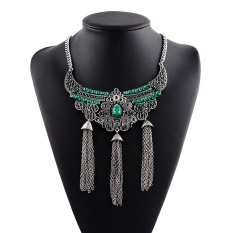 Wanita Tassel Mahal Green Diamond Kalung-Intl