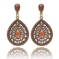 Wanita Vintage Bohemia DROP Earring Resin Beaded Heart Vintage Anting CO-Intl