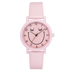 Wanita Merek Jam Tangan Fashion Macaron Kulit Analog Lapis Kuarsa Watch (Pink)-Intl