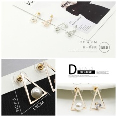 Anting-Anting Putri Segitiga Pearl Ear STUDS Party Sederhana Elegan Perhiasan Hadiah-Intl