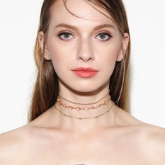 Wanita Menawan Multilayer Kalung Fashion Pearl Kristal Multilayer Rantai Kalung Choker Elegant Populer Kalung Set-Emas-Intl