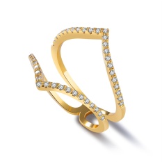 Wanita Perhiasan Fashion 18 K Gold Berlapis Dbould Lapisan Jantung Indeks Cincin Jari Manis Bertatahkan Kubus Zirconia Ukuran 9-Intl