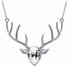 Wanita Perhiasan Rusa Kristal Pendant Kalung Binatang Lucu Charm Aksesoris Wanita-Putih-Intl