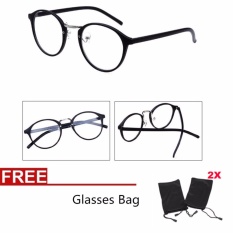 Wanita Optik Kacamata Polos Kacamata Jelas Lensa Kacamata Eyeglassess + 2 Kantong