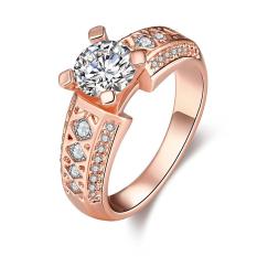 Wanita Halus 24 K Plated Zircon Cincin Kawin Mawar Emas