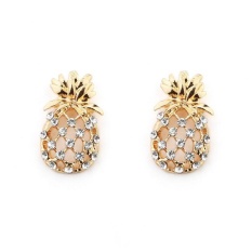 Kekuatan Luar Biasa 1 Pair Baru Modis Kepribadian Perak Gold Kristal Pineapple Anting-Anting Berlian Imitasi Indah Wanita-Perak Satu Ukuran -Internasional