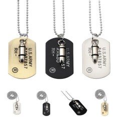 Indah Power 3 Warna Terbaru Hot Produk Baja Anti Karat Keren Militer Kartu Perhiasan Wanita Punk Rock Pria Hip Rantai Hop Peluru Tentara Anjing: kalung Liontin Pria-Bronze-Satu Ukuran-Intl