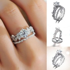 Kekuatan Luar Biasa 5-10 Produk Panas 925 Sterling Perak Pernikahan Cincin Pertunangan Set Wanita Desain Daun Unik Putih safir Berlian-Perak-9-Internasional