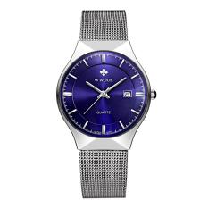 WWOOR 2016 Ultra Tipis Dial Fashion Mesh Stainless Steel Jam Tangan Calendar QUARTZ Analog Pria Jam Tangan Kasual 30 M Air- Proof + Watch Box-Intl