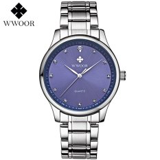 WWOOR Pria Klasik 8812 Jam Tangan Kantoran Tipis - Stainless Steel - Tahan Air - Biru