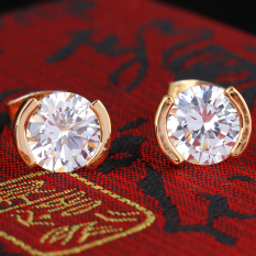 Yazilind Elegan Putih Bulat Bulat Kristal Rhinestone Emas Plated Anting Wanita Pesta Kuku Hadiah Perhiasan