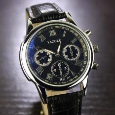 Yazole 317 Jam Tangan Analog Leather Black Strap - Black Dial