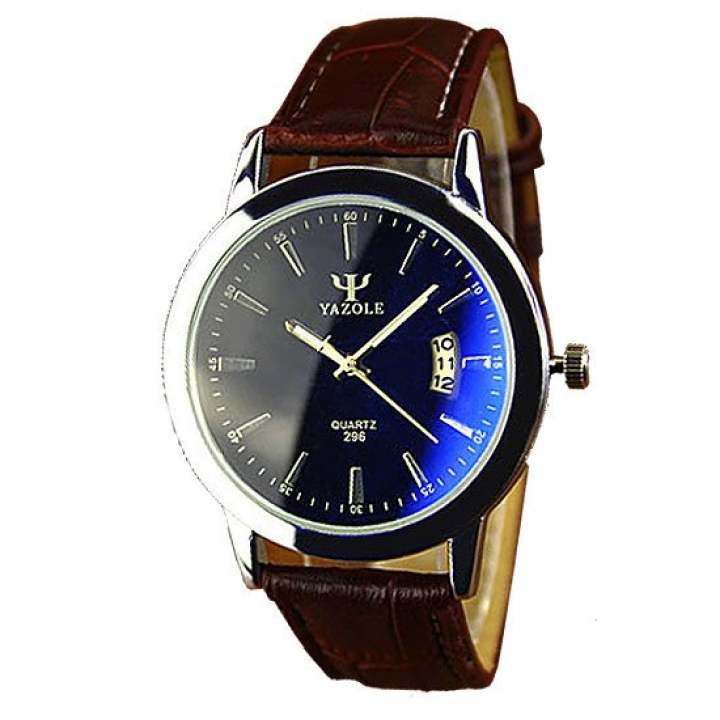 Yazole Pria Analog Jam Tangan Kulit Tahan Air Waterproof