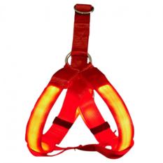 YBC Lampu LED Berkedip Anjing Peliharaan Keselamatan Kerah Baju Zirah Merah