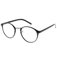 Yidabo Baru Bergaya Kepribadian Praktis Dekorasi Retro Round Lensa Plano Kacamata Optik (Hitam)