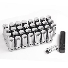 Yitamotor 32 Pcs Hitam 14X1.5 Tertutup Akhir Bulge Acorn Spline LUG-7/8 HEX-Cone Kursi -2.0 Tinggi FR Roda Setelah Pasar Roda Lug Kacang-Internasional