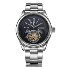 Yugos Top Brand IK Mewarnai Terbuka Roda Terbang Providence Pria Elegan Otomatis Watch dengan Analog Display dan Gelang (HITAM)