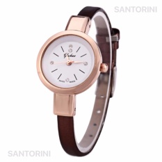YUHAO Jam Tangan Kulit Fashion Analog Wanita Diamon Style Women Leather Strap Watch - BROWN