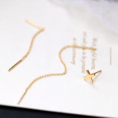 Z Anting S925 Sederhana Kecil Anting Mutiara Rantai Elegan Panjang