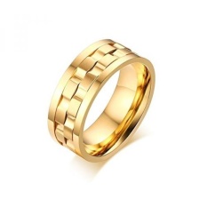 Zealmer Pria Gold Berlapis Anti Karat Bisa Diputar Bergaya Bata Ganda Perlengkapan Pemintal Berbentuk Cincin 6.5-Internasional