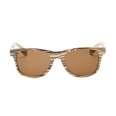 Zebra Print Kayu Seperti Klasik Sunglasses (Beige Bingkai Cokelat Lensa)