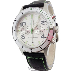 Zeca 229 - Jam Tangan Fashion Pria Exclusive Fenomental - Fiture Analog Chrono Detik - Leather Black- ( White Green)