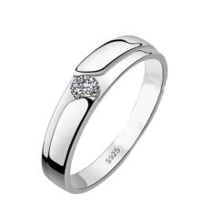 Zircon Couple Ring Pecinta Cincin Berlapis Perak Pernikahan Pesta Kencan Hadiah untuk Pria-Intl