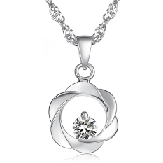 ZUNCLE Tidak Melunturkan Ditawarkan Di Bersepuh Emas Kalung Wanita Diamond (putih)