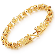 ZUNCLE Boros Kepribadian 18 Karat Berlapis Emas Hadiah Perhiasan Pria Fashion Grand Kepala Naga Gelang Grosir (Keemasan)