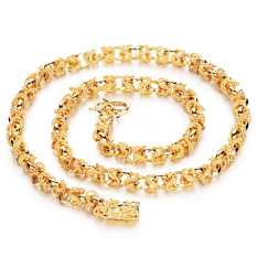 Zuncle Sarung Tangan Mewah Kepribadian 18 K Gold Berlapis Pria Hadiah Perhiasan Fashion Grand Kepala Naga Kalung + Gelang Grosir (Gold en)