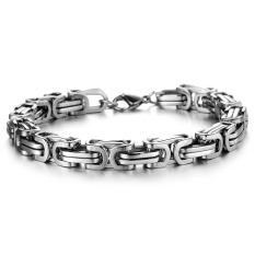 ZUNCLE Italia 18 KB emas berlapis mode sederhana TITANIUM baja laki-laki dominan gelang kepang (Perak)