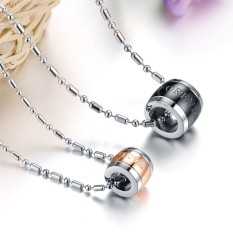ZUNCLE Korea Diamond Titanium Steel Couple Kalung (Emas)