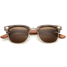 ZUNCLE Pria Retro Kacamata Kaki Kayu Sunglasses Unisex Radiasi Perlindungan Sunglasses (Kopi)