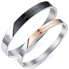 ZUNCLE Sederhana Empat Daun Bunga Tatahan Zirkon Beberapa TITANIUM Baja Gelang Hadiah Di Hari Valentine (Hitam + Mawar Emas)