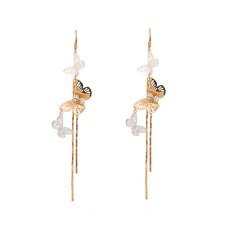 Zuncle Sarung Tangan Fashion Pesta Elegan Alloy Rhinestone Butterfly Dangle Earrings Pabrik Grosir (Champagne Emas)-Intl