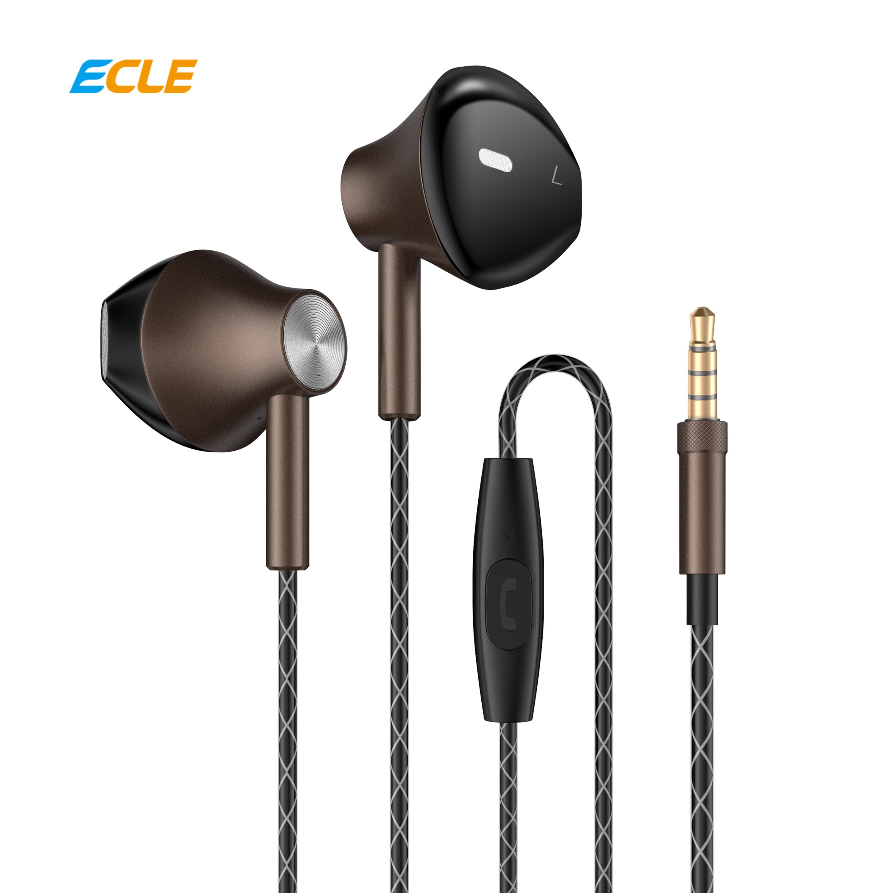 ECLE Earphone Original, Port 3,5 mm, Audio 4D, Digunakan untuk Handphone, iPod, PC, Tablet, Laptop, Desain Earbud Ergonomis, Lubang Suara Ganda, Super Bass, Mikrofon HD, Tombol Kontrol Panggilan, Unik, Eksklusif, Kualitas Terbaik, Hitam, Jaminan Asli