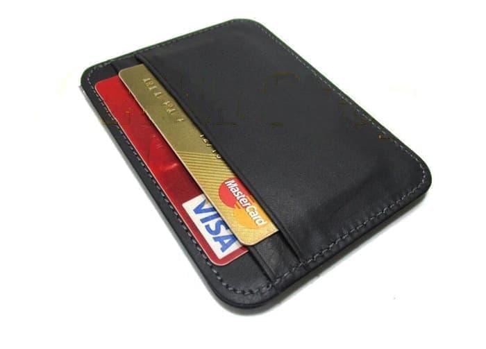 Dompet Kulit Kartu Tipis/slim Wallet/pria/wanita/asli/murah/garut - Hitam By Pd.karakatu Shoes Sport