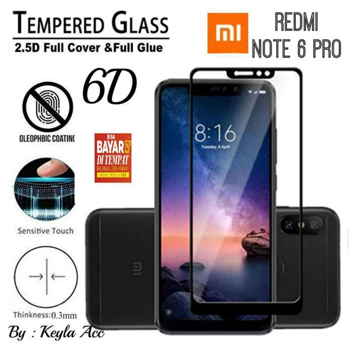 Tempered Glass 6D/9DFor Xiaomi Redmi Note 6 PRO (ENAM PRO) PREMIUM Full Cover FULL LEM / SCREEN GUARD