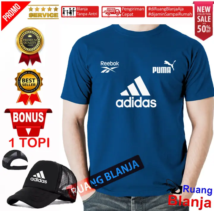 BELI BAJU BONUS TOPI !! Baju Kaos Distro 3 LOGO APR Hitam Putih 