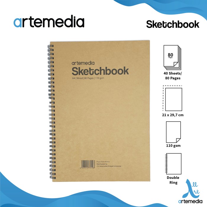 Buku Sketsa Artemedia Sketchbook Wired A5 A4 Craft Cover Jilid Spiral