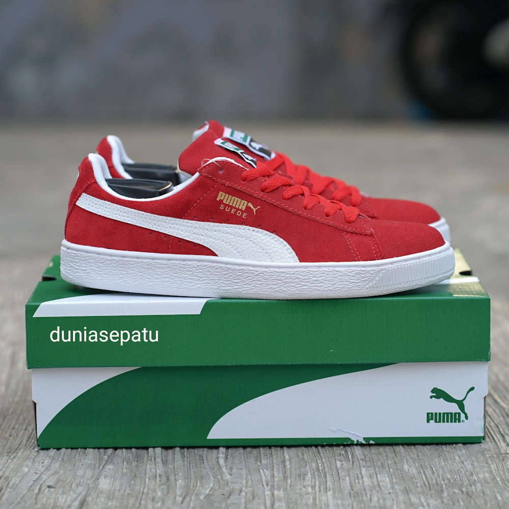 red puma shoes suede