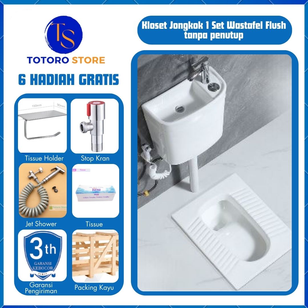 Kloset Jongkok Set Flush Dengan Watertank Wastafel Keramik Model ...
