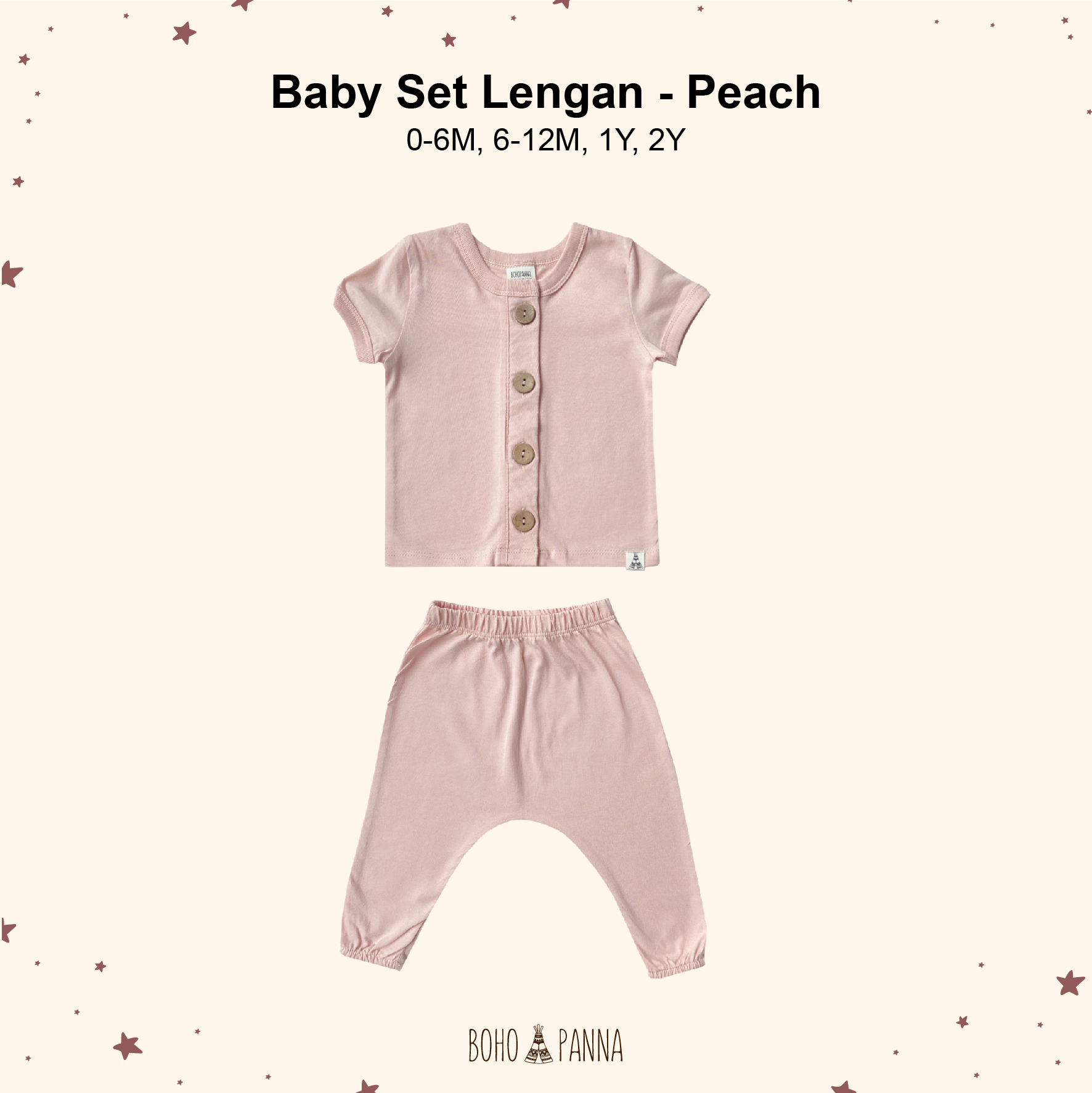 Bohopanna Baby Set Lengan Setelan Baju Bayi Newborn Set Baju Kancing